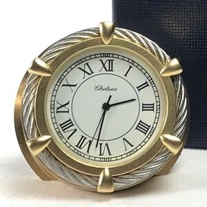 NIB Chelsea Brass Desk Paperweight Clock